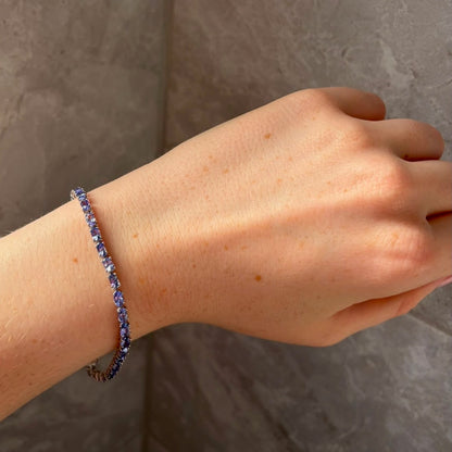 New! Natural Tanzanite Tennis Bracelet crafted from 925 Sterling Silver
