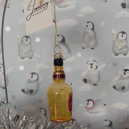 Kurt S. Adler "Smooth as Scotch" glass miniature bottle Christmas tree ornament