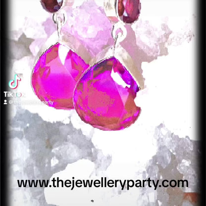 Yellow and purple Faceted Silver plated Gemstone Earrings