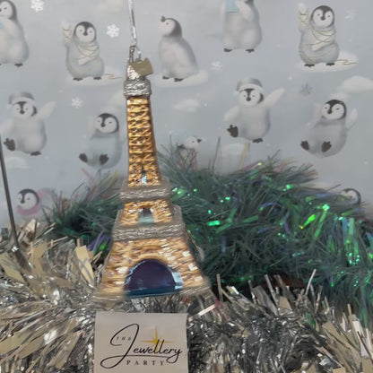 Kurt Adler Noble Gems glass Eiffel Tower Christmas ornament