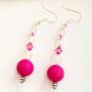 Pretty pinks and Crystal Earrings