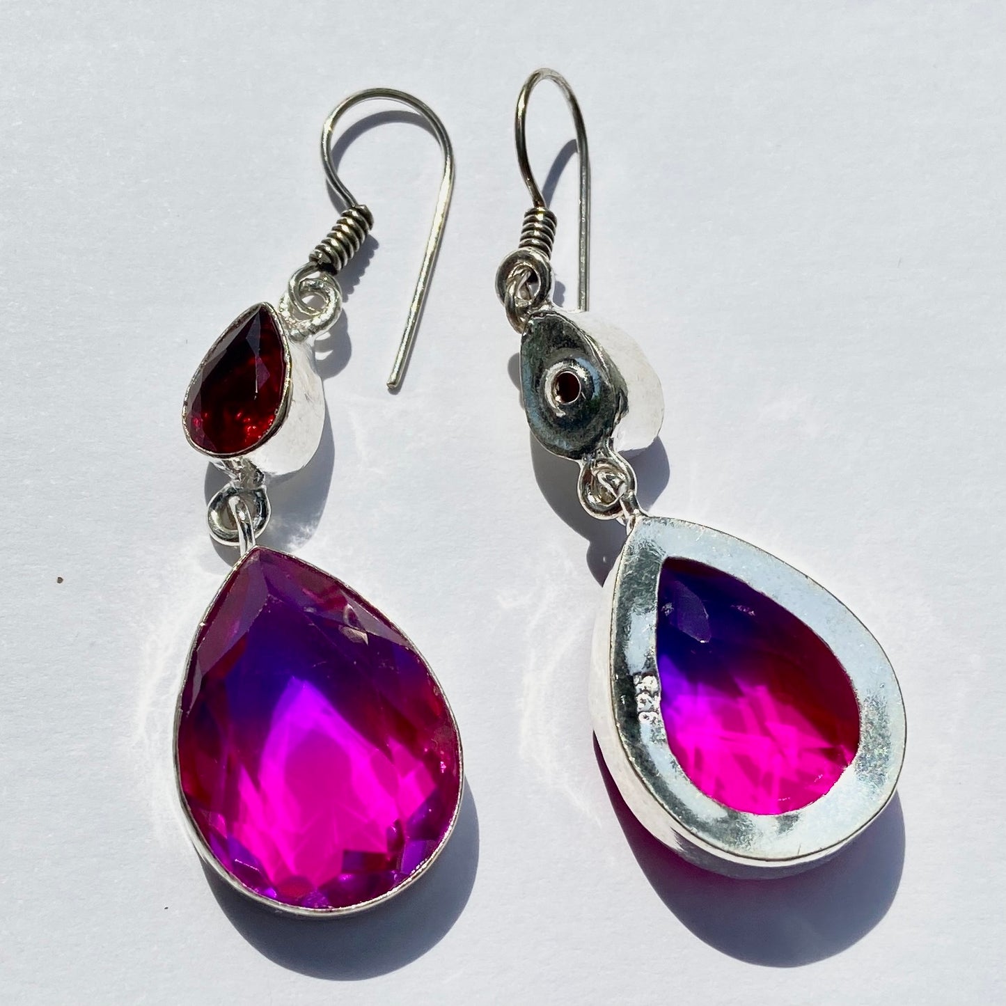Pink and Purple tint  Glam Gemstone silver plated Earrings