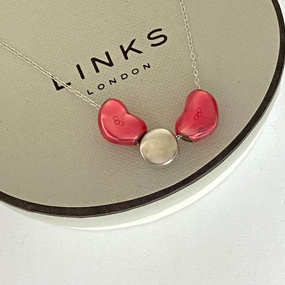 Links of London 2012 Olympics Necklace with Pink Enamel Hearts