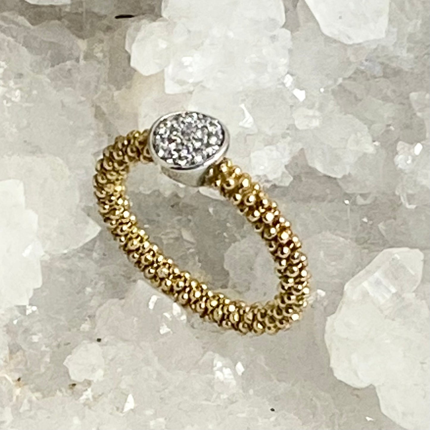 Links of London Sterling Silver Gold Vermeil Stardust Bead Mesh Ring