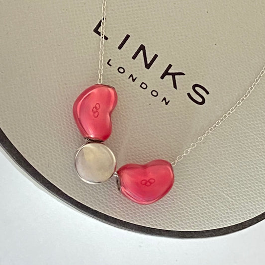 Links of London 2012 Olympics Necklace with Pink Enamel Hearts