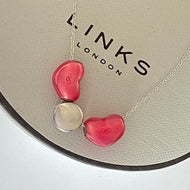 Links of London Sterling Silver Necklace with Pink Enamel plated Hearts