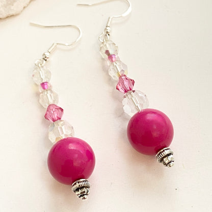 Pretty pinks and Crystal Earrings