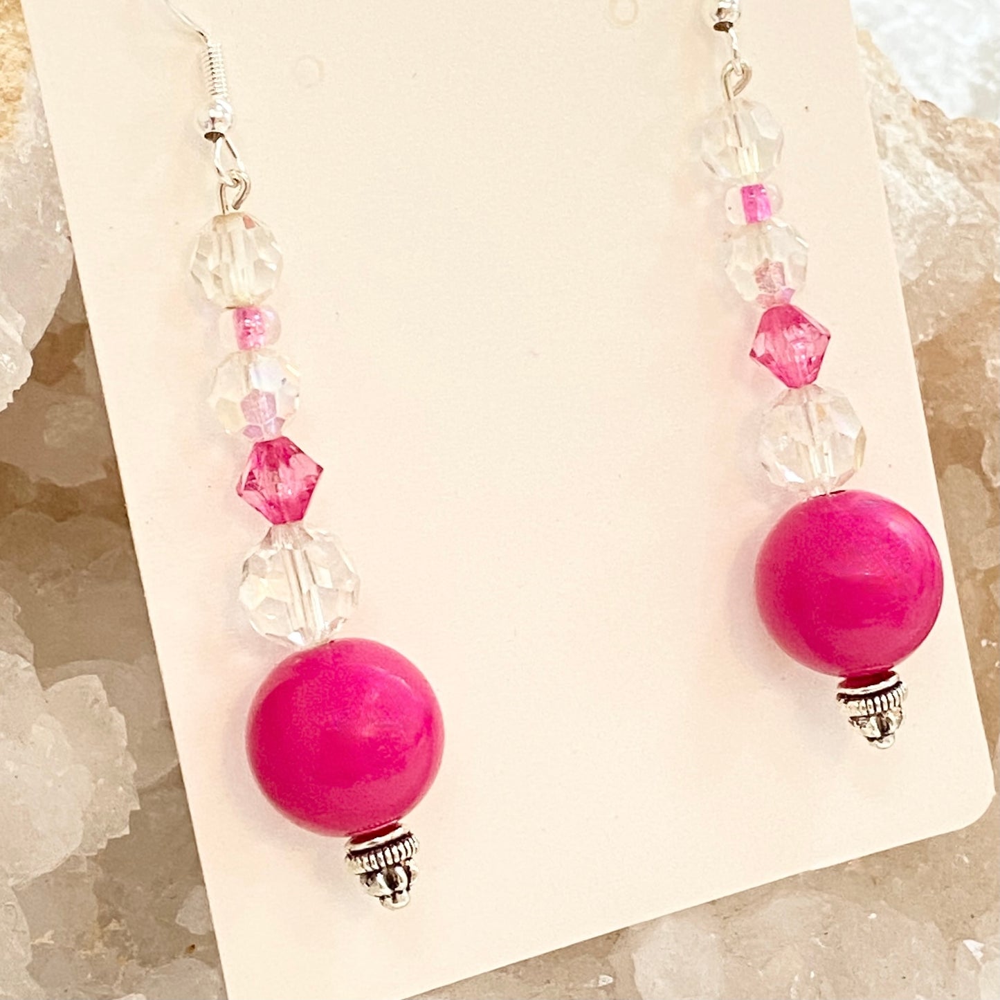 Pretty pinks and Crystal Earrings