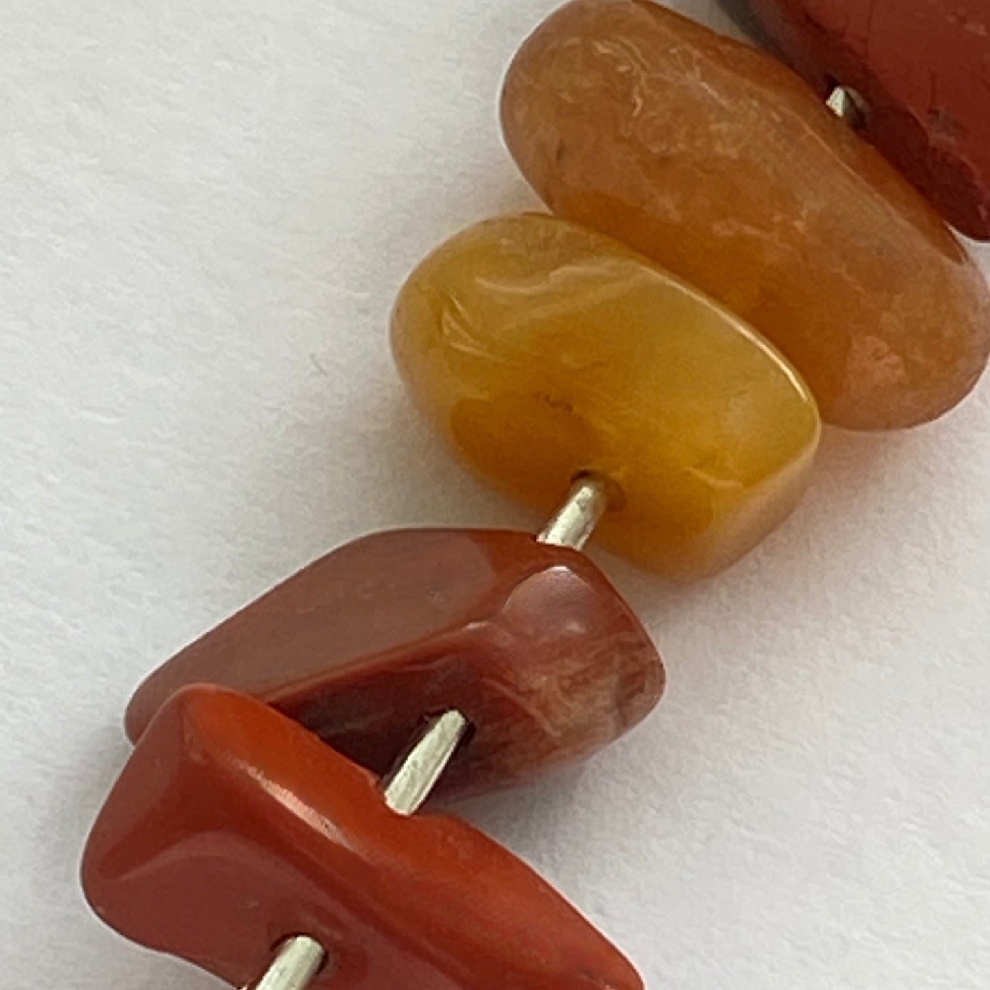 Agate Banded Carnelians Crystal Silver Beaded Earrings