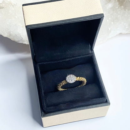 Links of London Sterling Silver Gold Vermeil Stardust Bead Mesh Ring