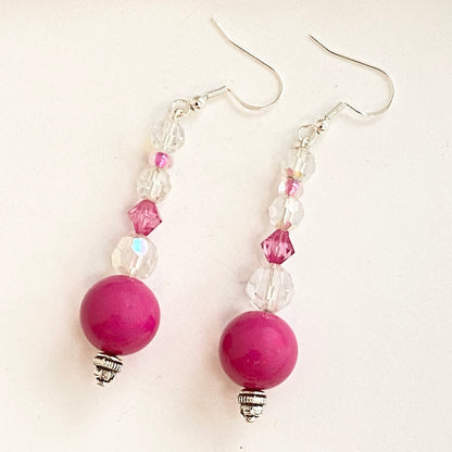 Pretty pinks and Crystal Earrings
