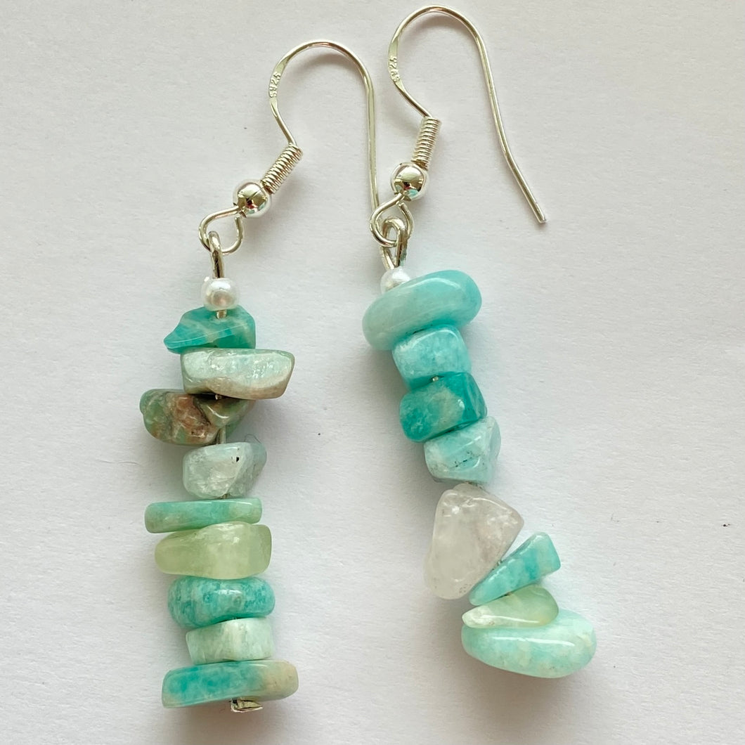Turquoise and quartz beaded Earrings