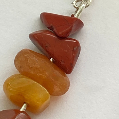 Agate Banded Carnelians Crystal Silver Beaded Earrings