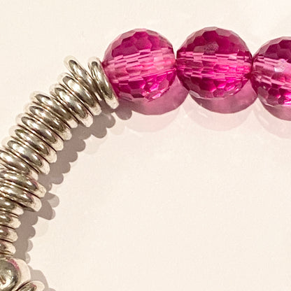 Links of London Deep Pink Rose Quartz 2012 Special Edition Sweetie Bracelet 17cm