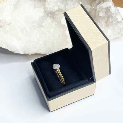 Links of London Sterling Silver Gold Vermeil Stardust Bead Mesh Ring