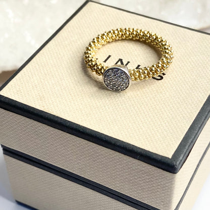 Links of London Sterling Silver Gold Vermeil Stardust Bead Mesh Ring