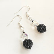 Black recycled crystal beaded Earrings